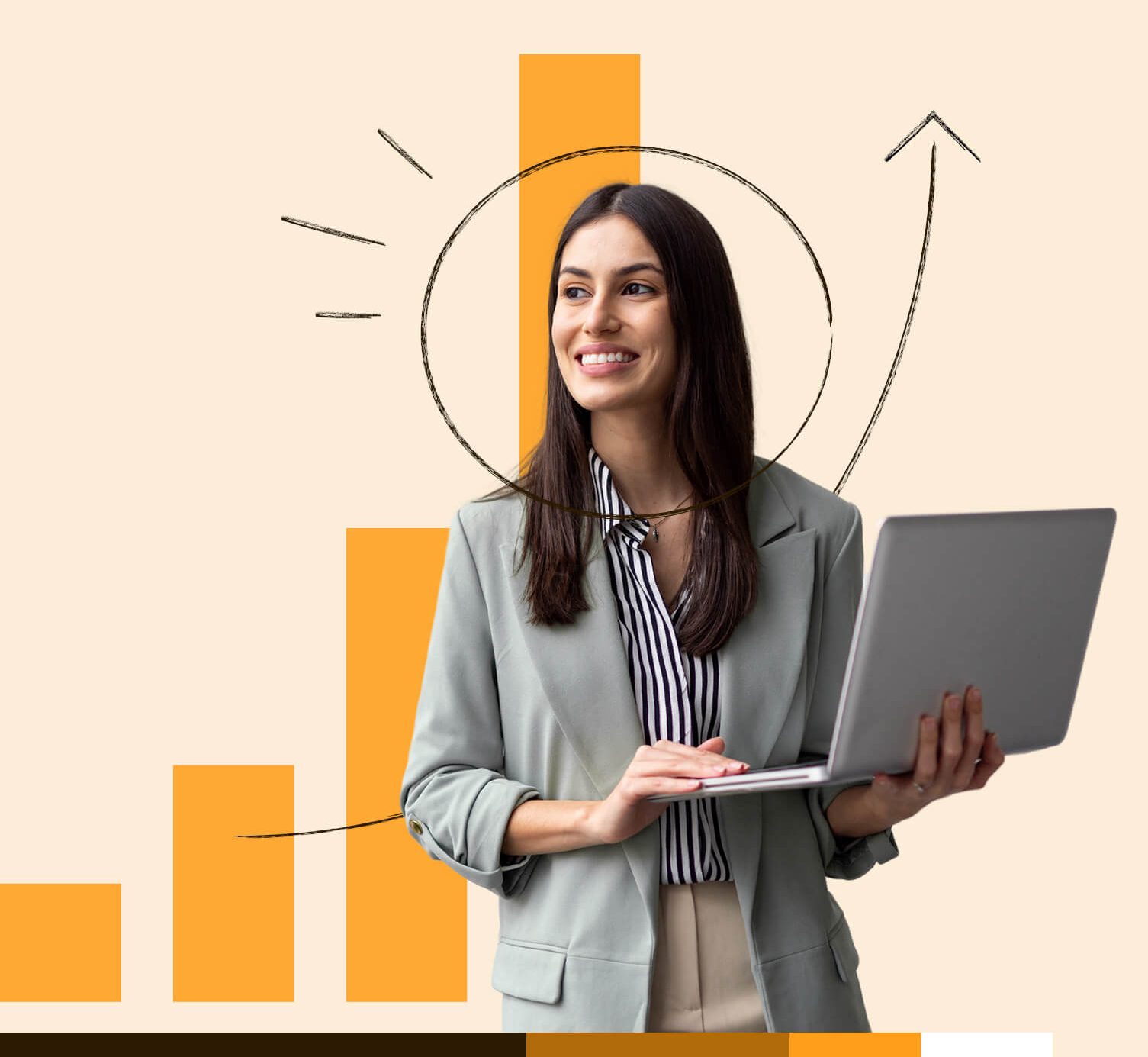 Data Analytics infographic with laptop