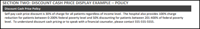 Discount Cash Price: Policy