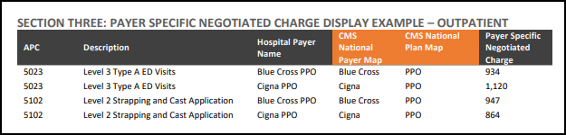 PAYER SPECIFIC NEGOTIATED CHARGE DISPLAY EXAMPLE – OUTPATIENT