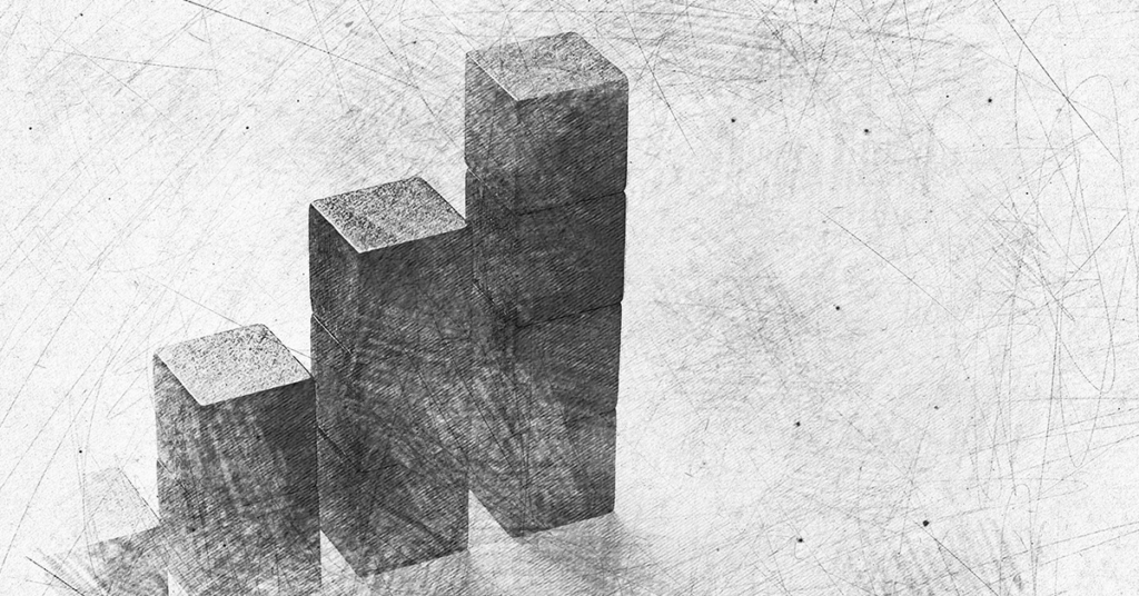 Stacked blocks creating a 3D bar chart